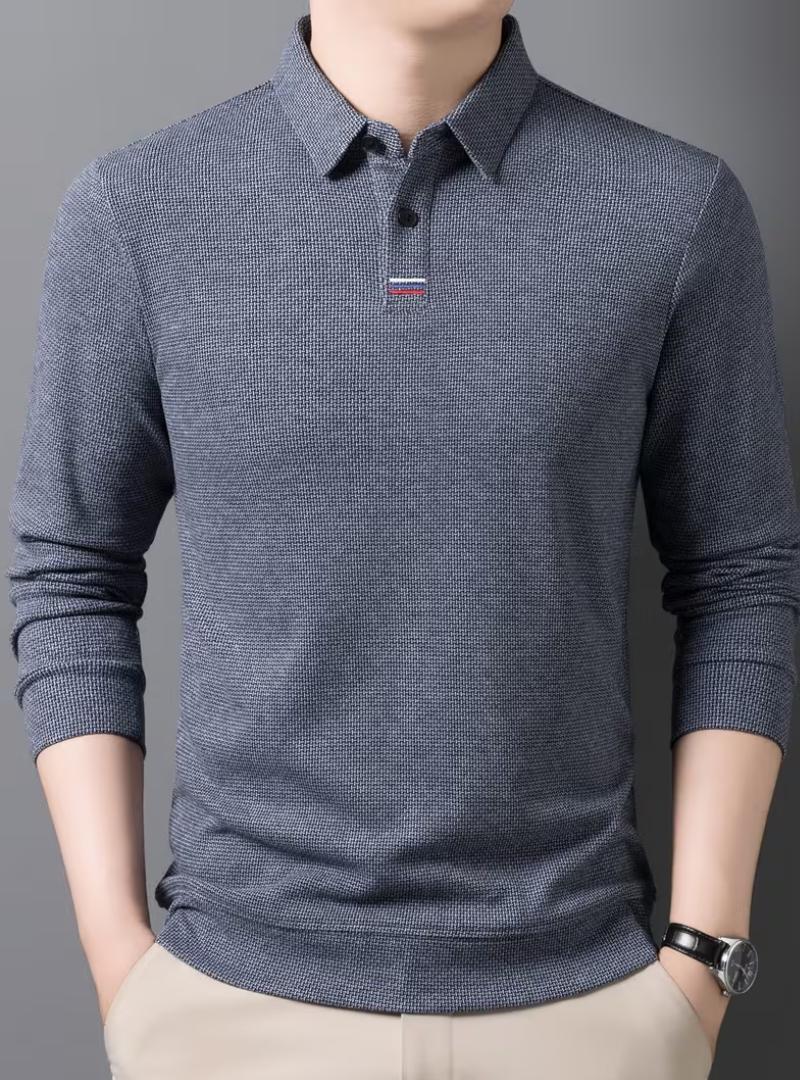 Pull polo à manches longues pour homme