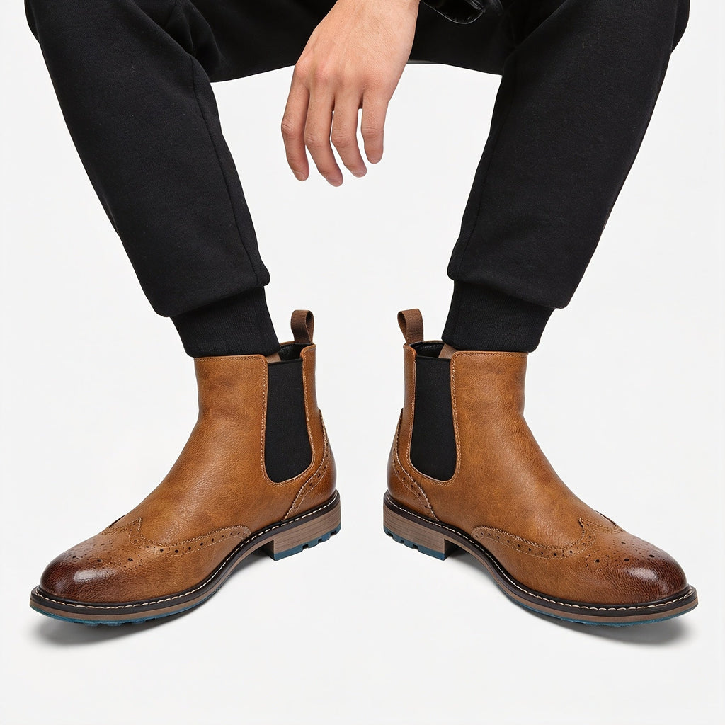 Bottines homme Chelsea à détails brogue