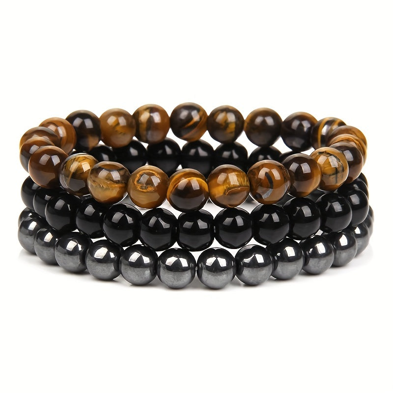 Bracelets homme à perles élastiques