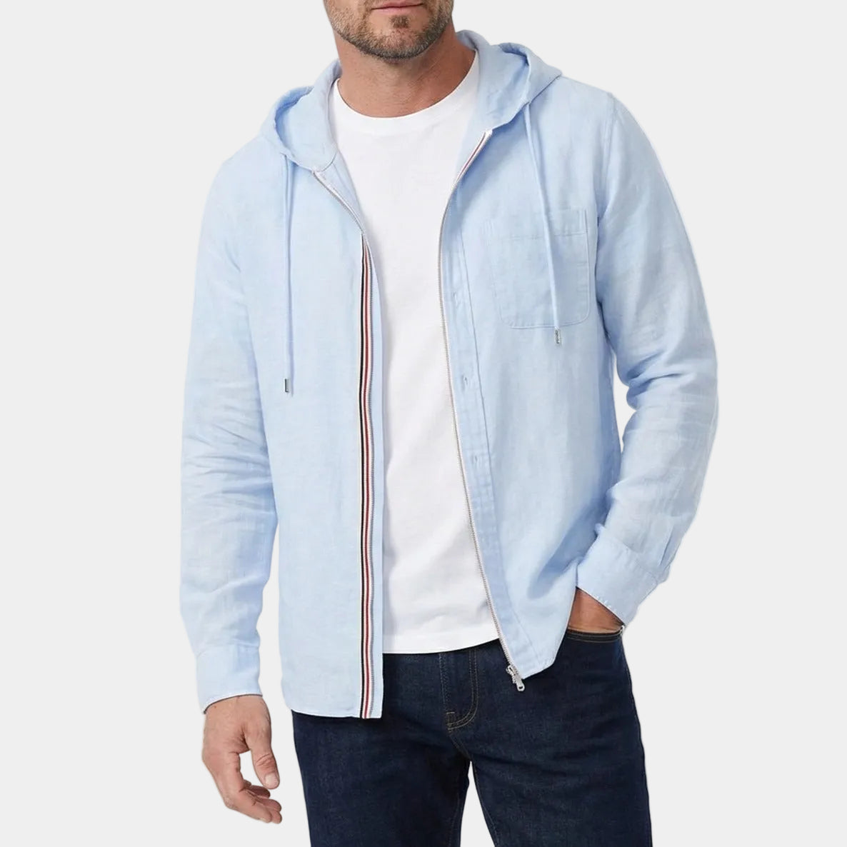 Chemise homme zippée à capuche