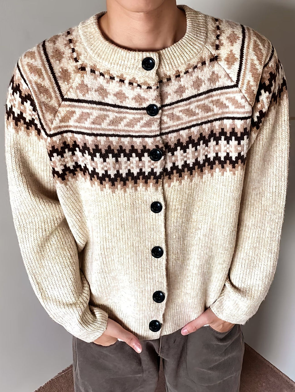 Cardigan Boutonné Côtelé pour Hommes