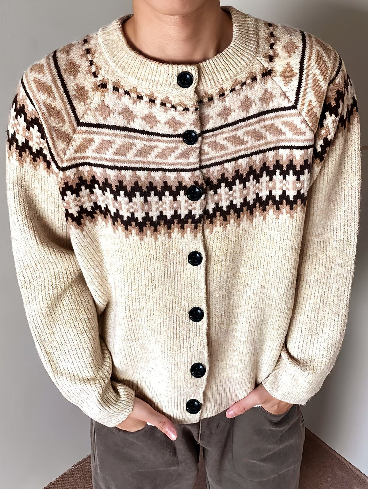 Cardigan Boutonné Côtelé pour Hommes