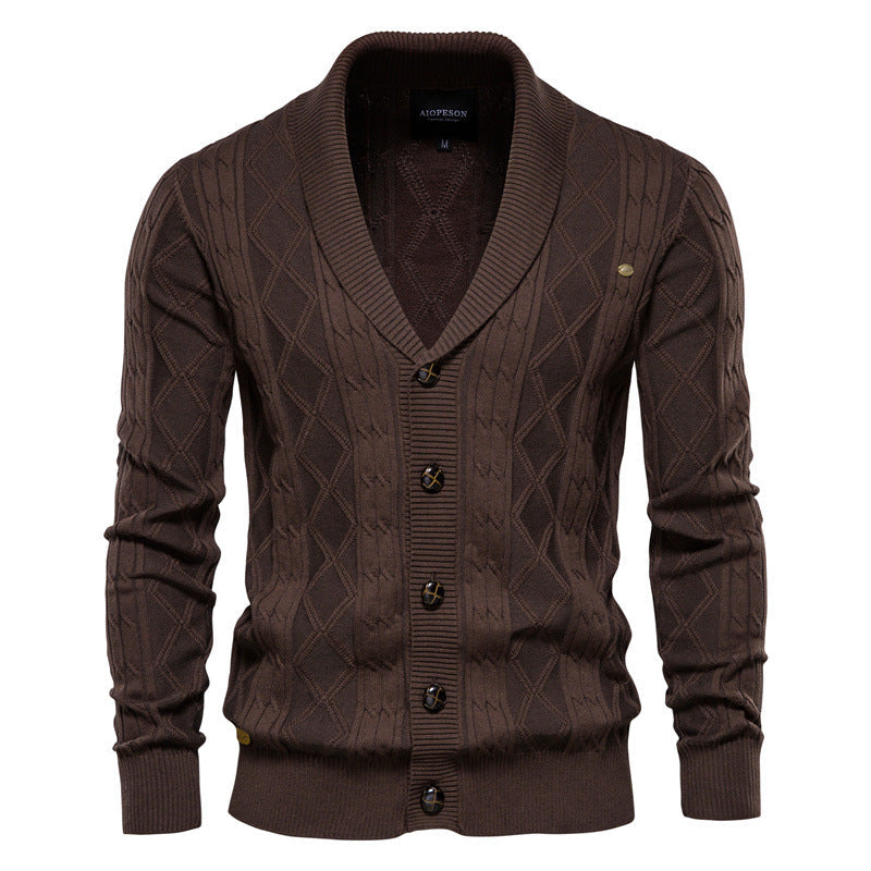 Cardigan homme col châle texturé