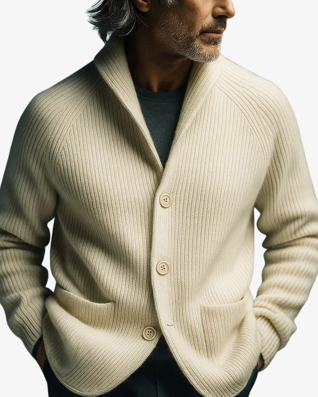 Cardigan homme en maille à col châle