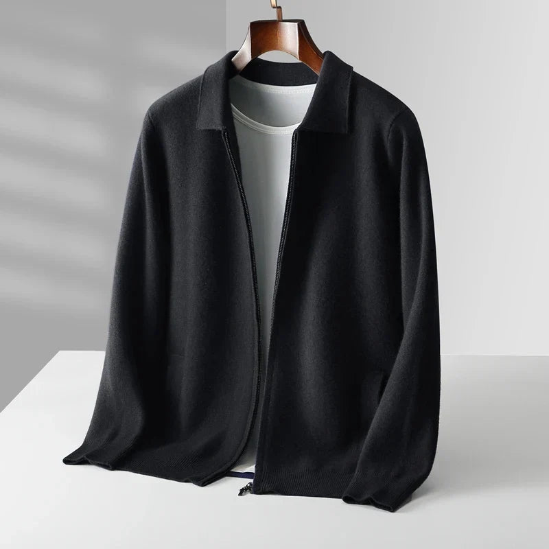 Cardigan homme zippé col chemise