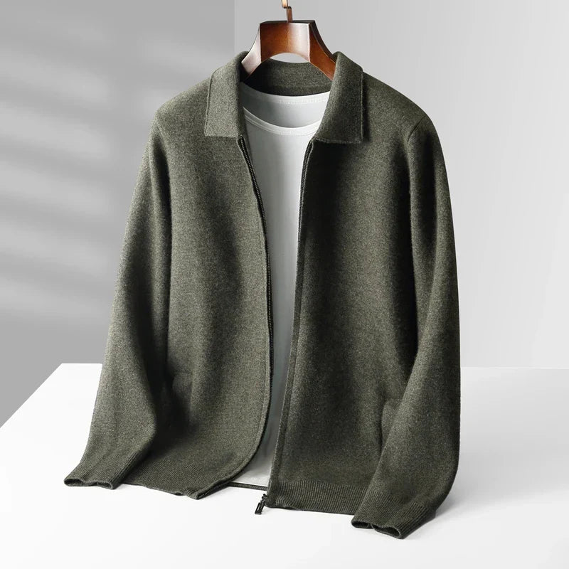 Cardigan homme zippé col chemise