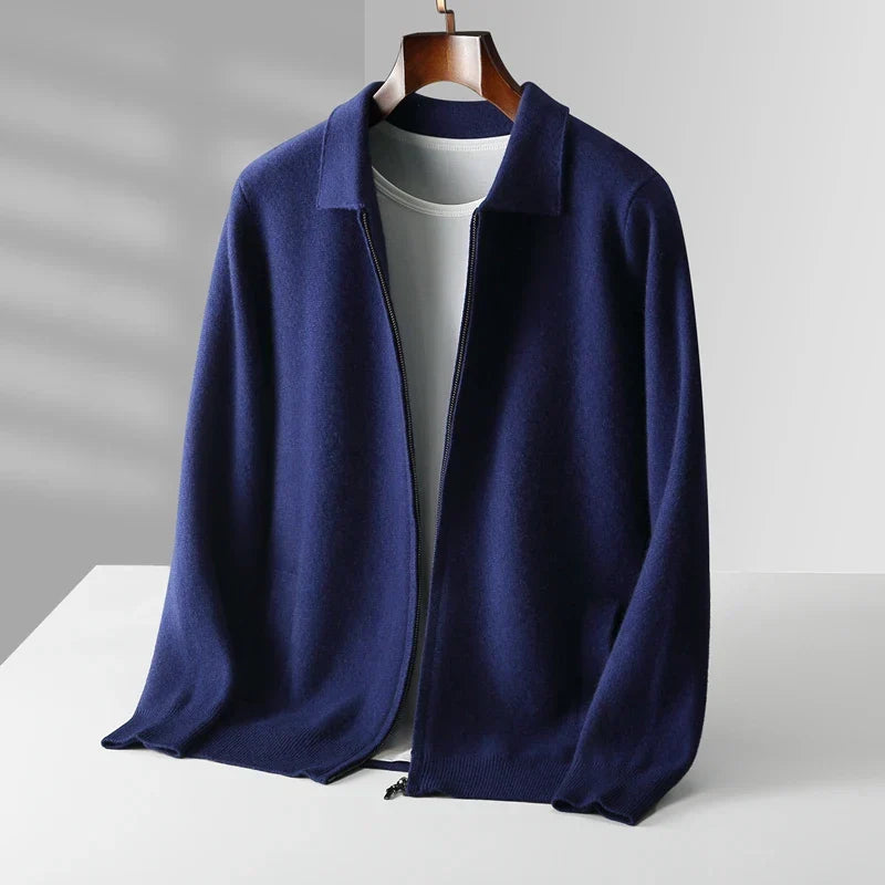 Cardigan homme zippé col chemise