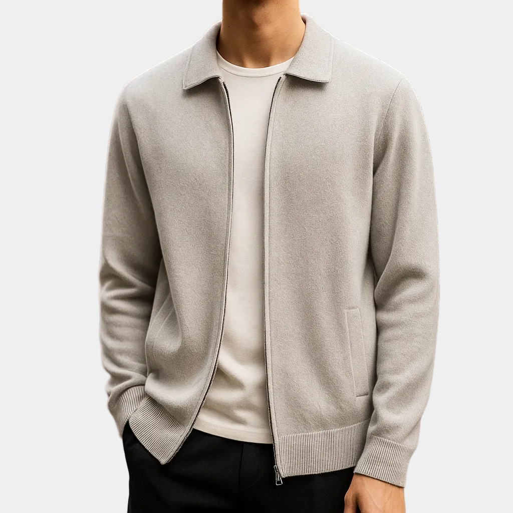 Cardigan homme zippé col chemise