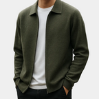 Cardigan homme zippé col chemise