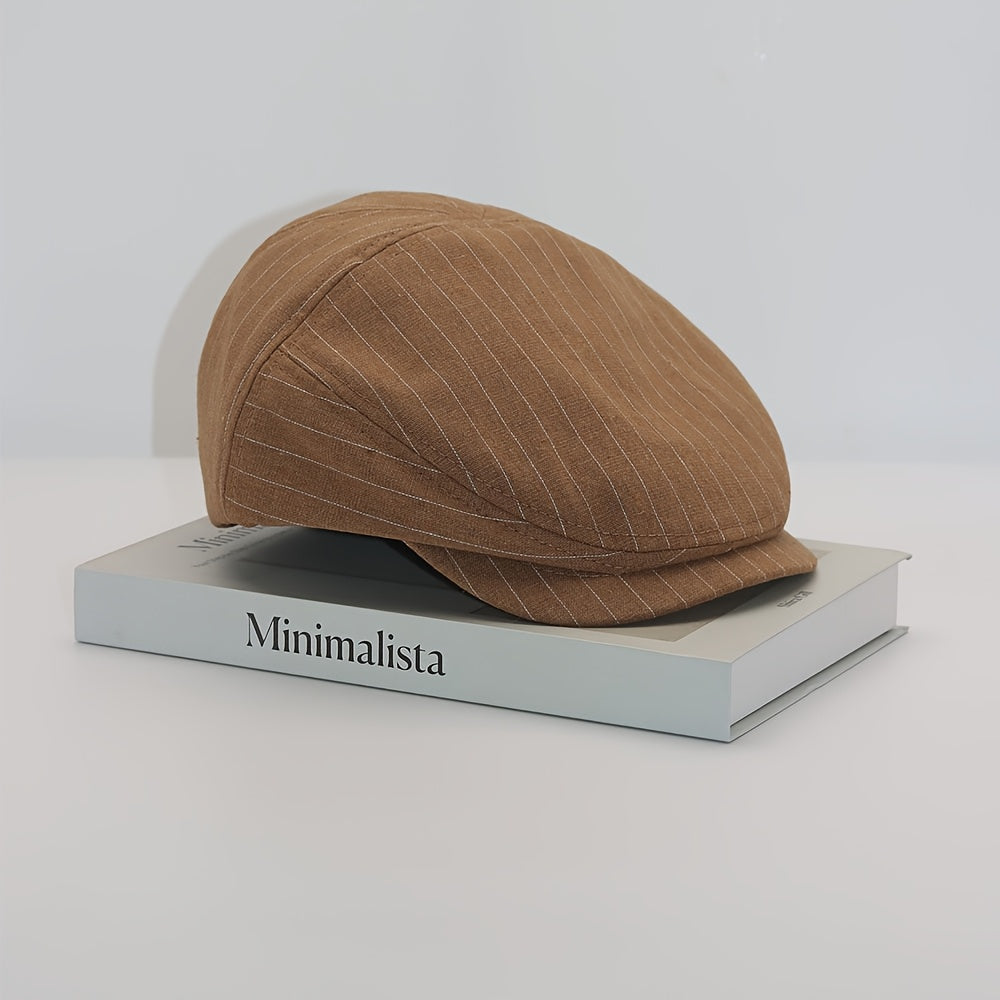 Casquette plate homme à rayures fines