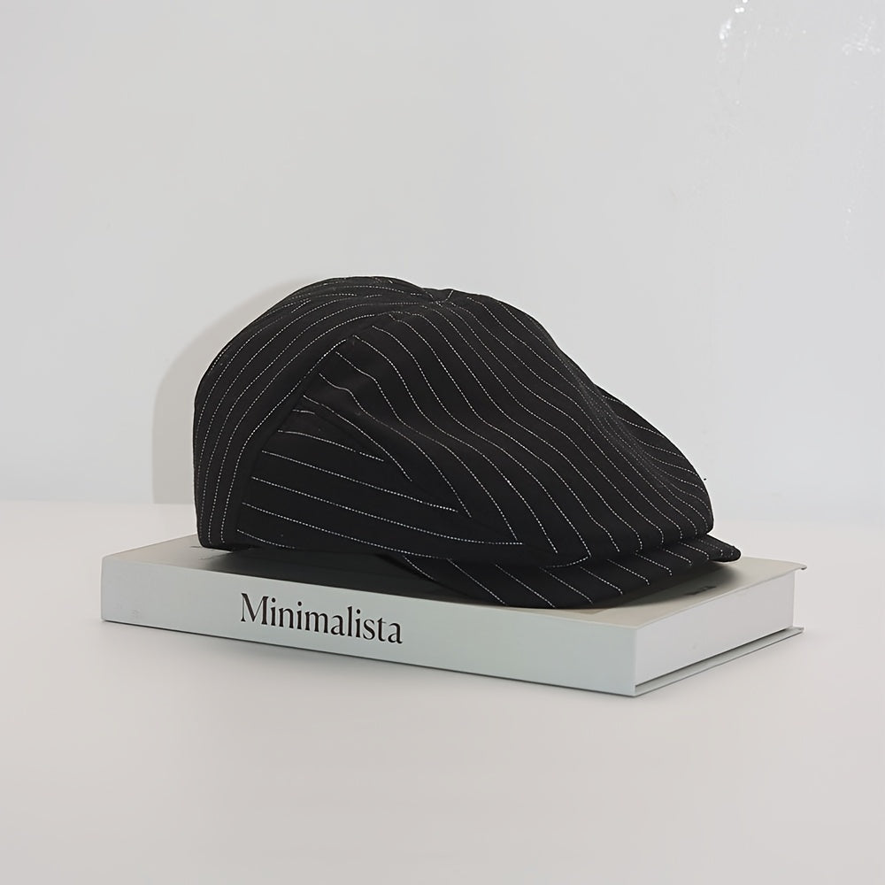 Casquette plate homme à rayures fines
