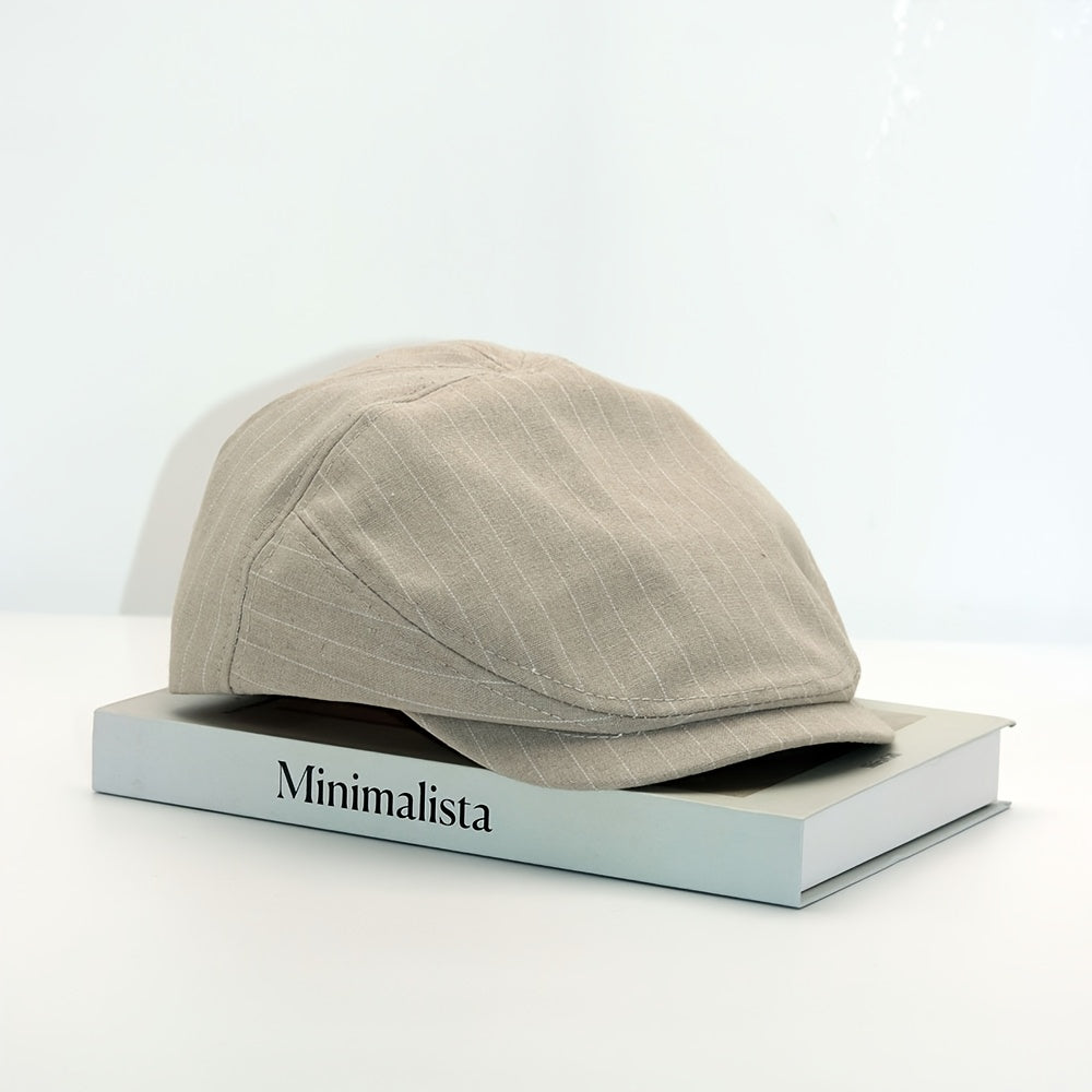 Casquette plate homme à rayures fines