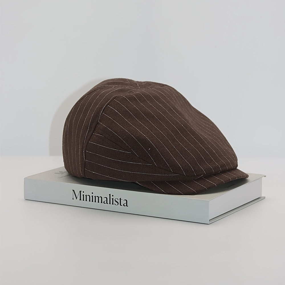 Casquette plate homme à rayures fines