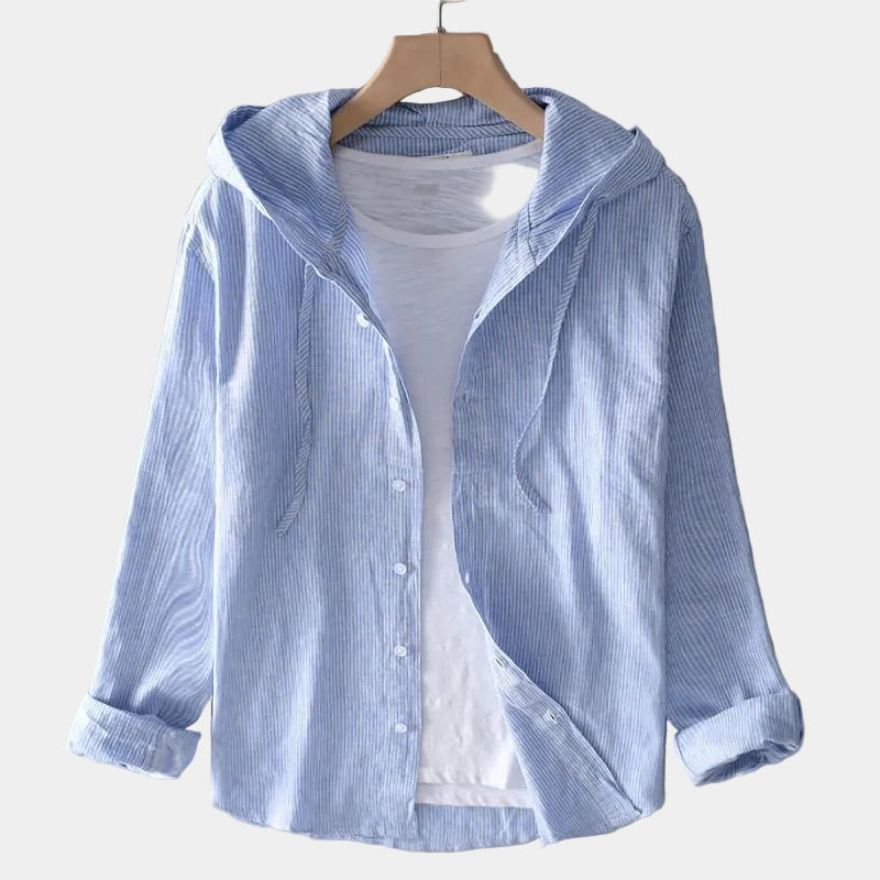 Chemise homme à capuche rayée