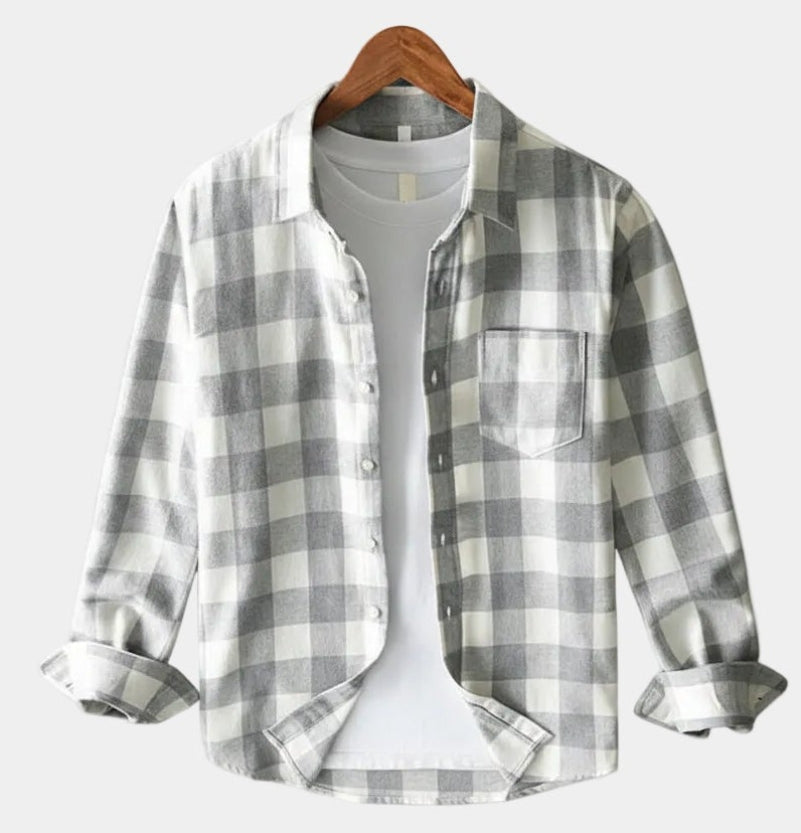 Chemise homme à carreaux boutonnée