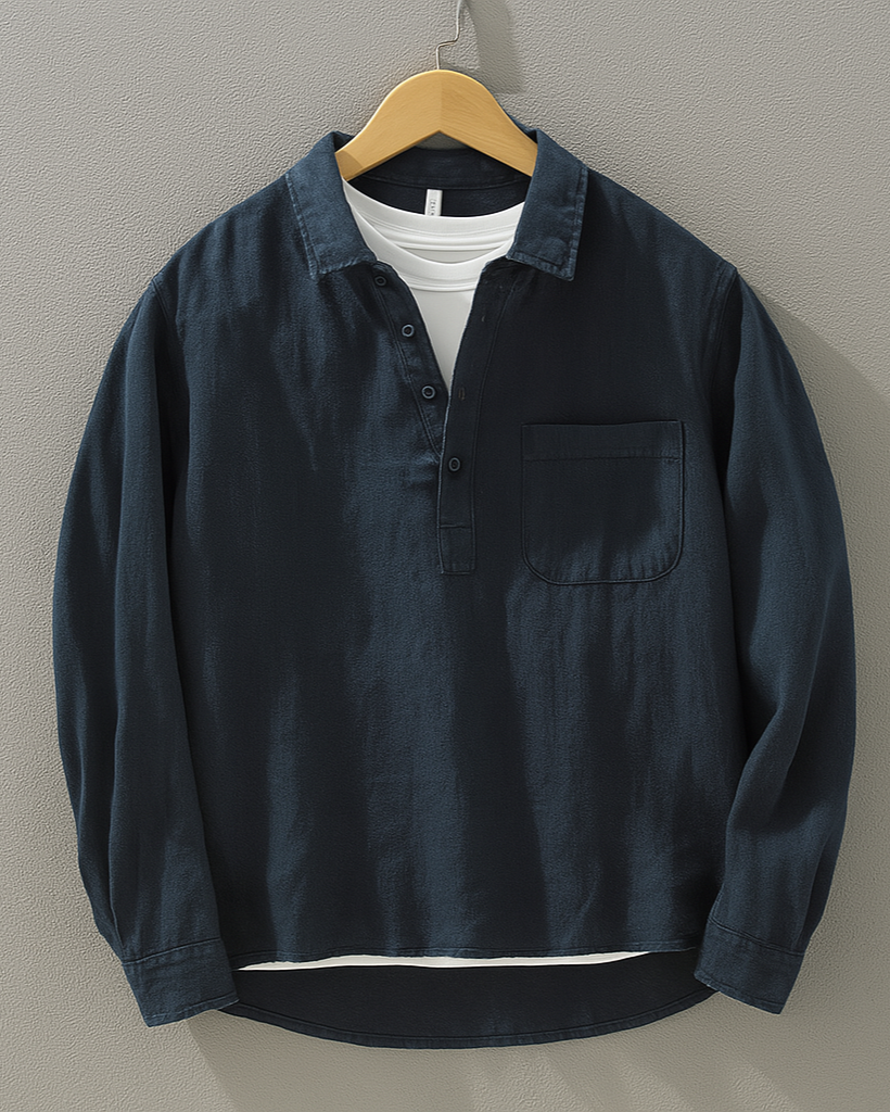 Chemise homme à col ouvert et poche poitrine