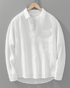 Chemise homme à col ouvert et poche poitrine