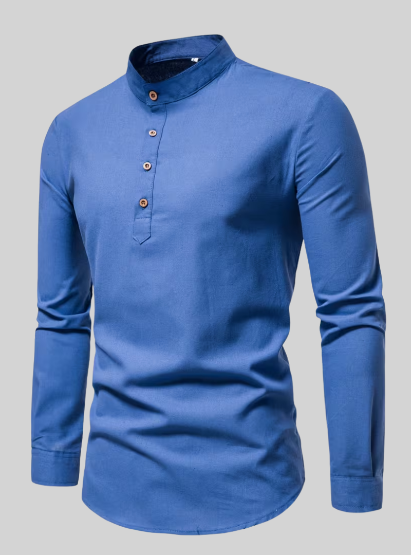 Chemise Homme à Manches Longues et Col Mao