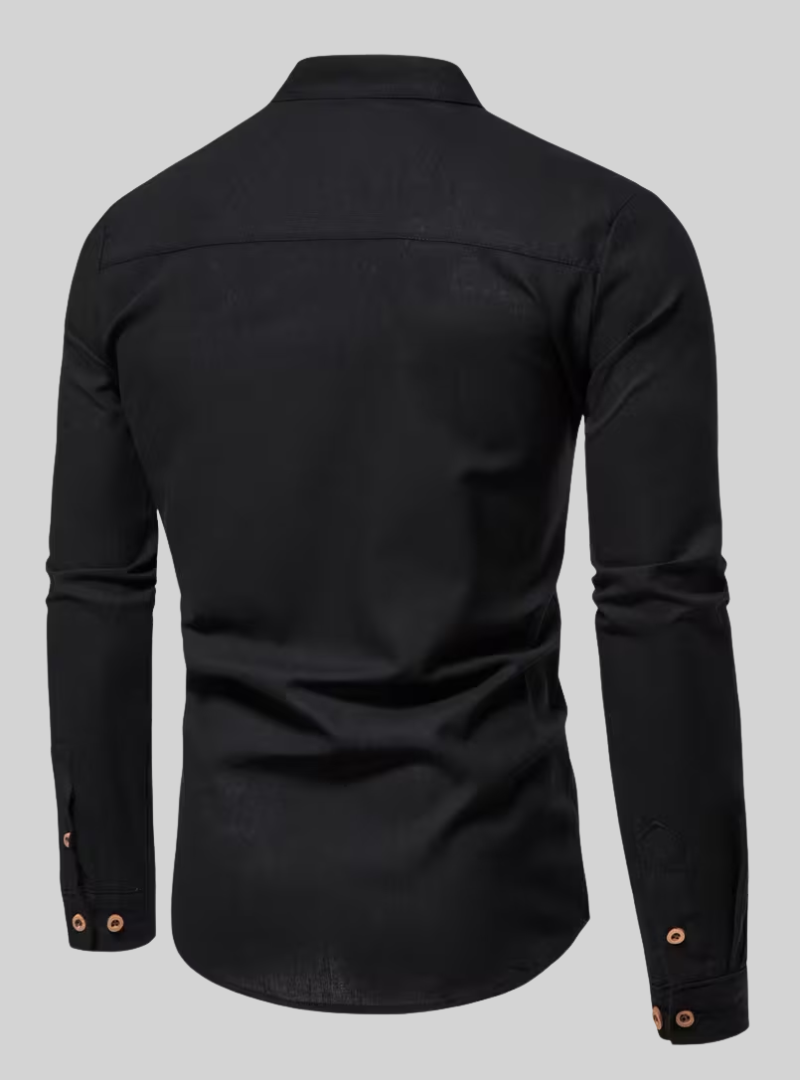 Chemise Homme à Manches Longues et Col Mao
