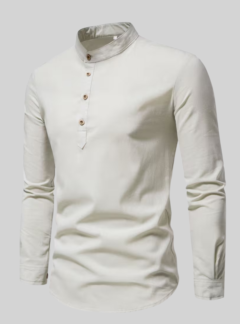 Chemise Homme à Manches Longues et Col Mao