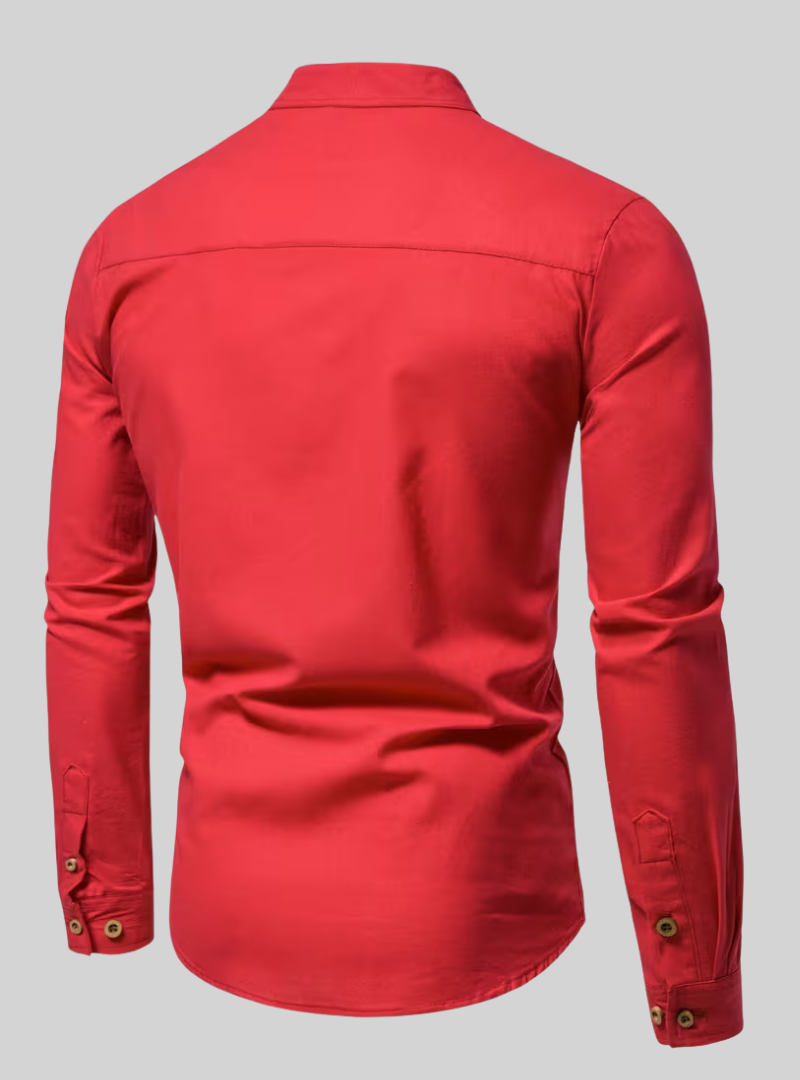 Chemise Homme à Manches Longues et Col Mao