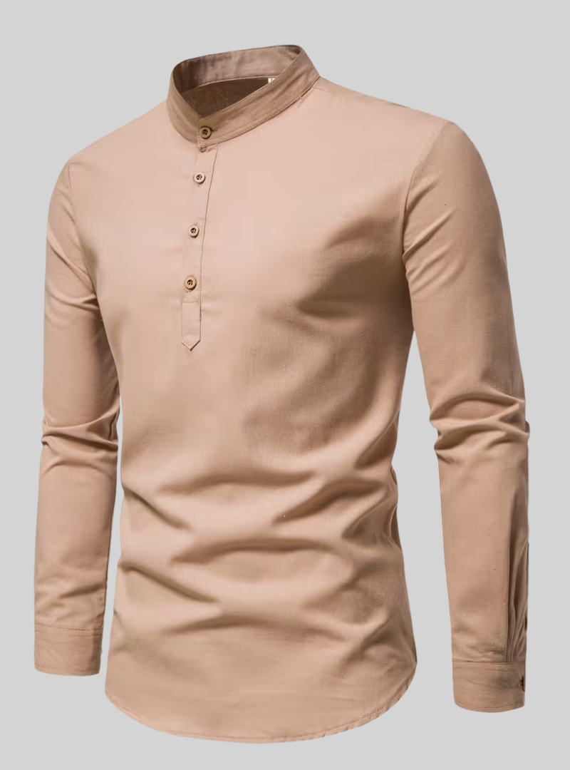 Chemise Homme à Manches Longues et Col Mao