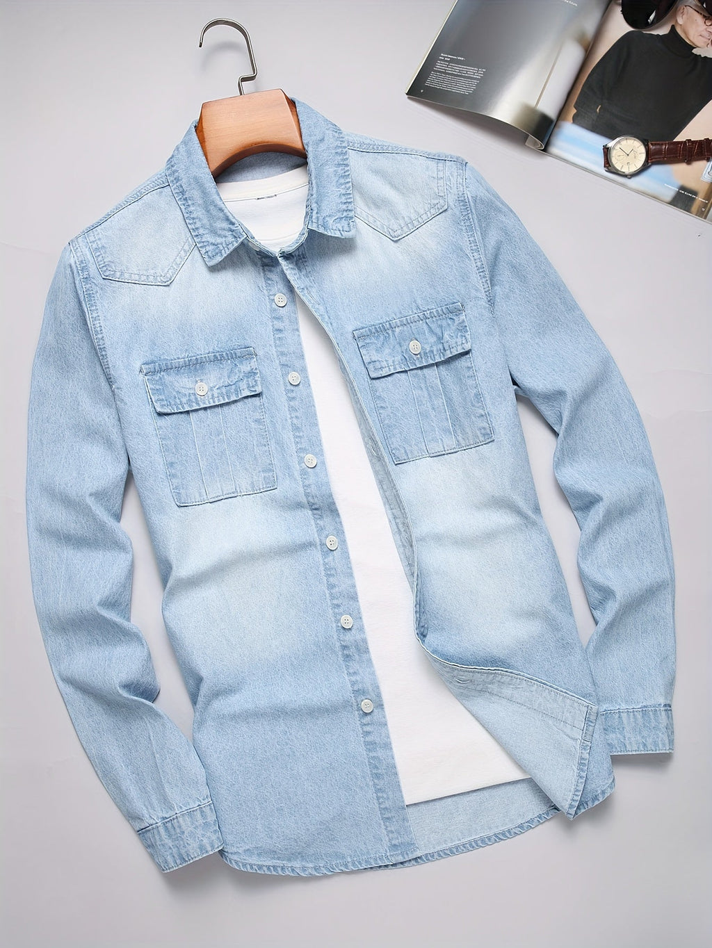 Chemise homme boutonnée à poches