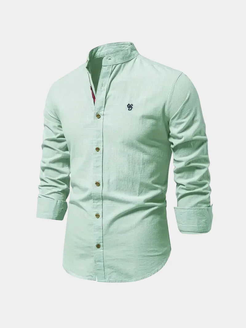 Chemise homme col mao boutonnée