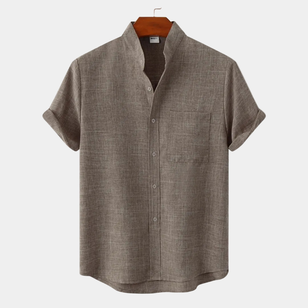 Chemise homme col mao manches courtes