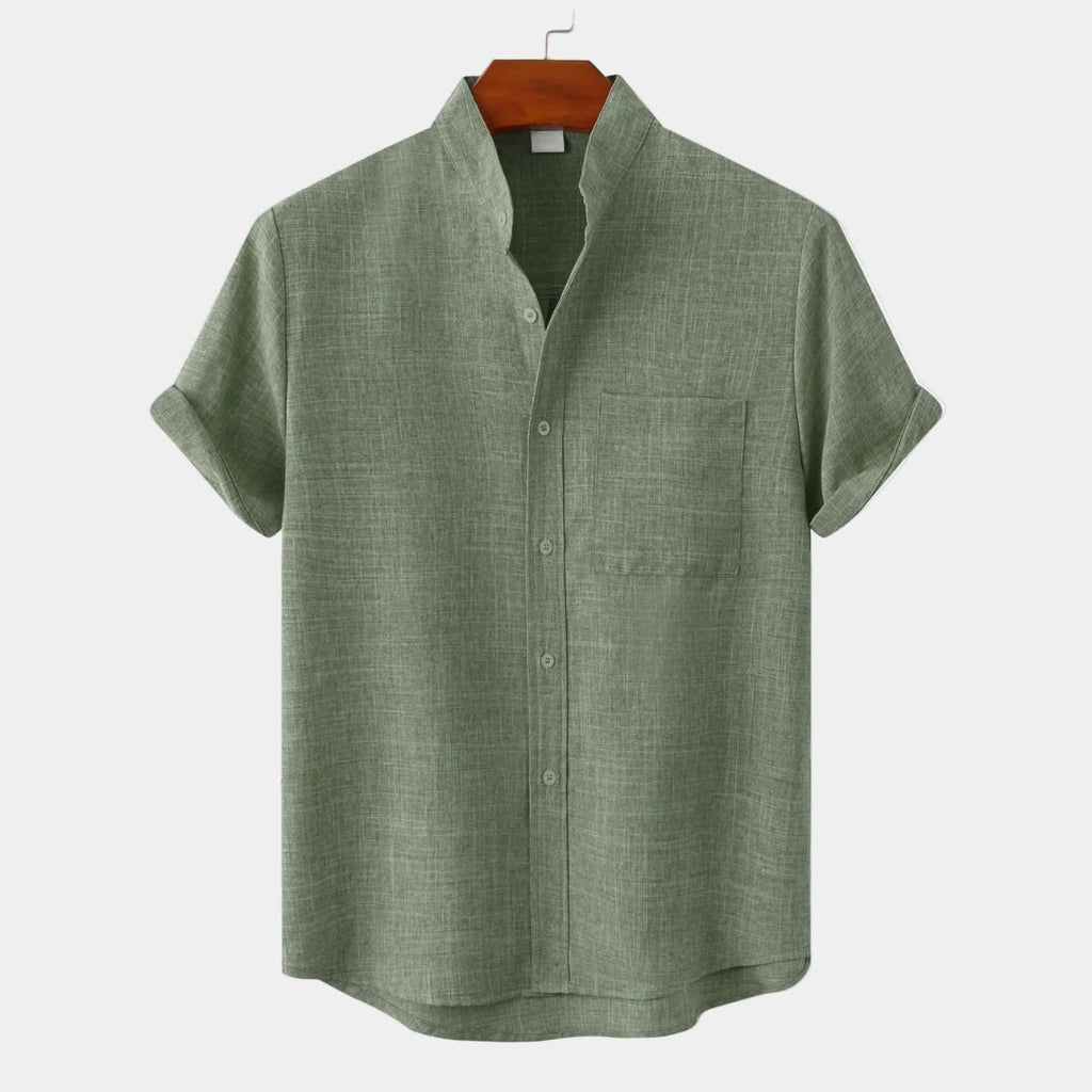 Chemise homme col mao manches courtes