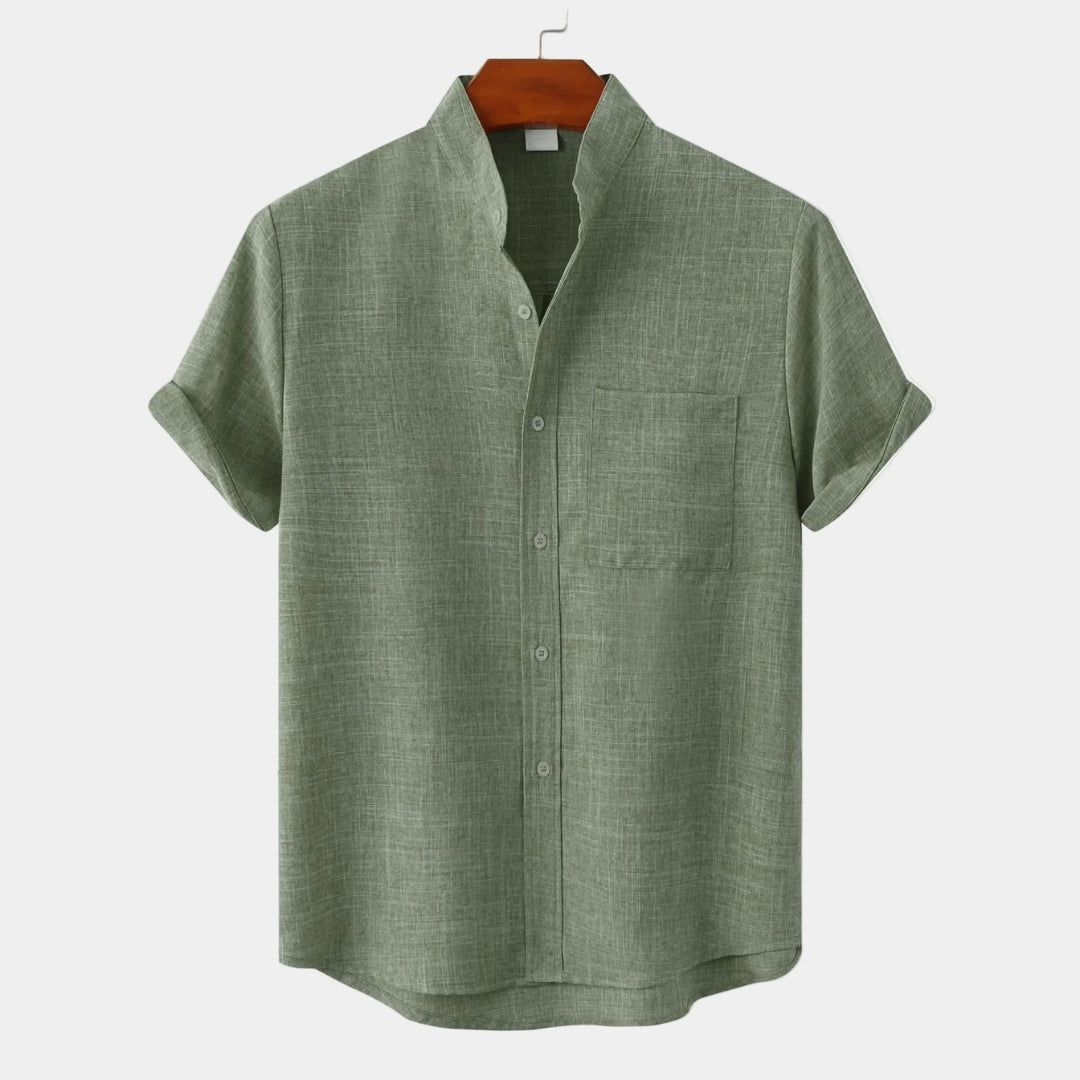 Chemise homme col mao manches courtes