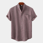 Chemise homme col mao manches courtes