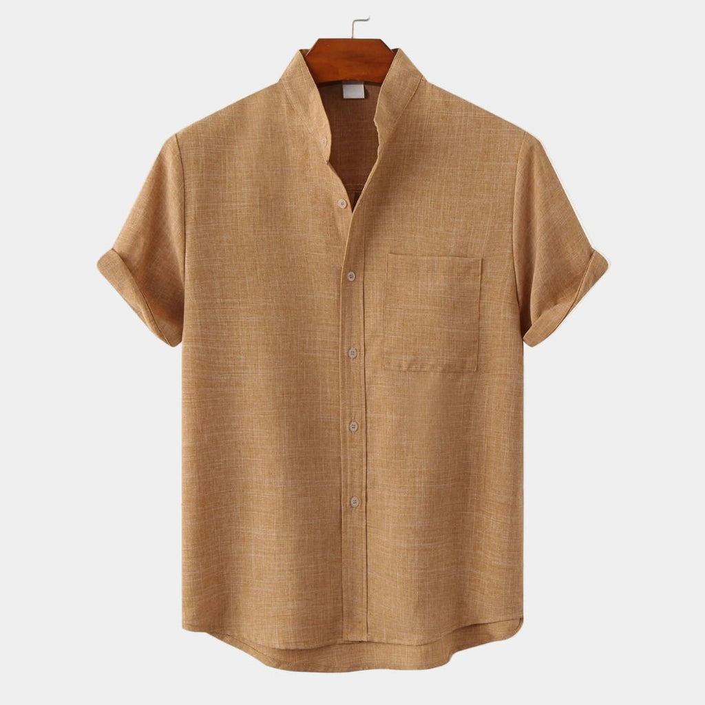 Chemise homme col mao manches courtes