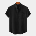 Chemise homme col mao manches courtes