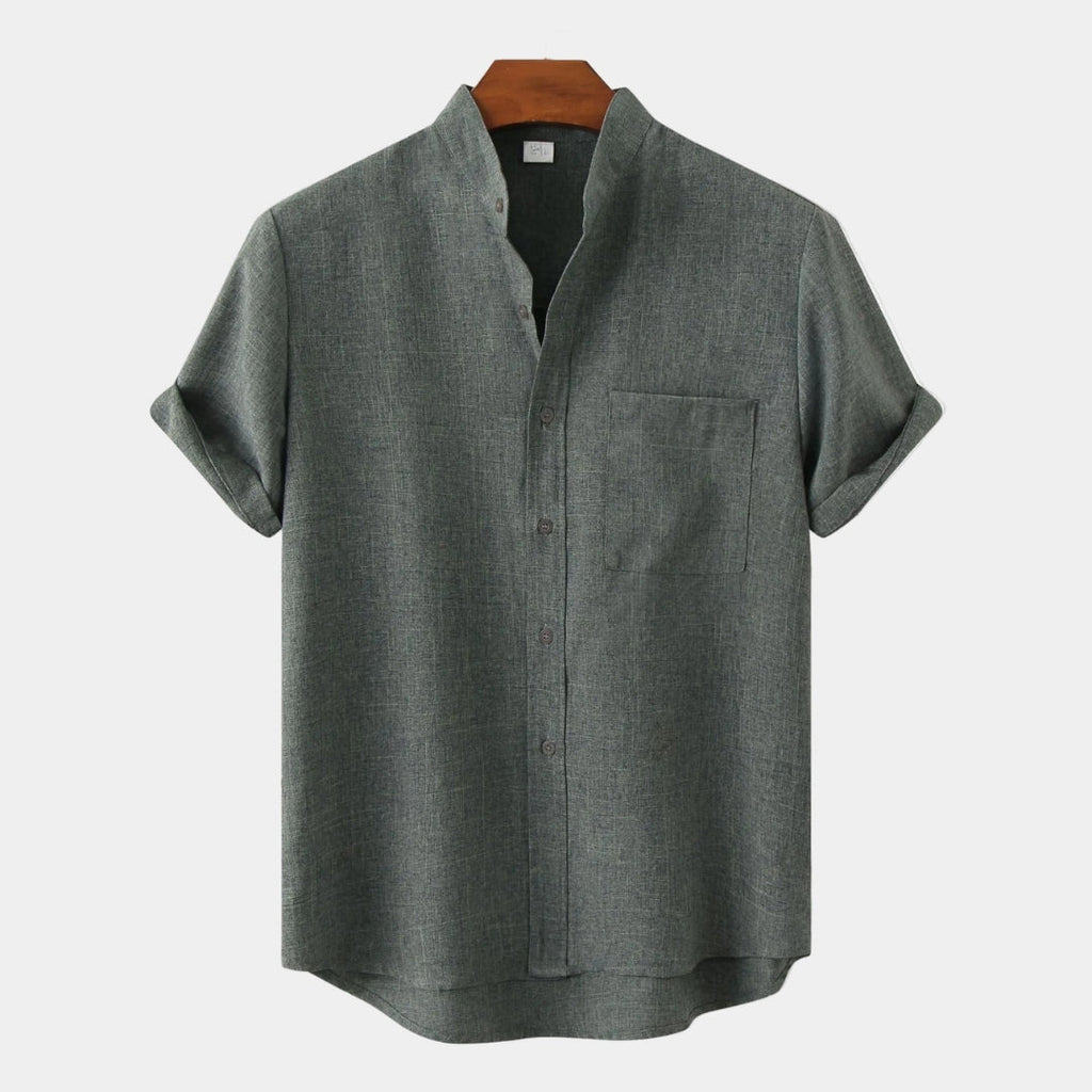 Chemise homme col mao manches courtes