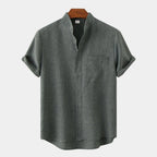 Chemise homme col mao manches courtes