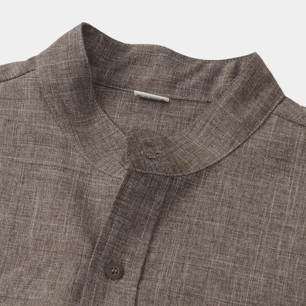Chemise homme col mao manches courtes