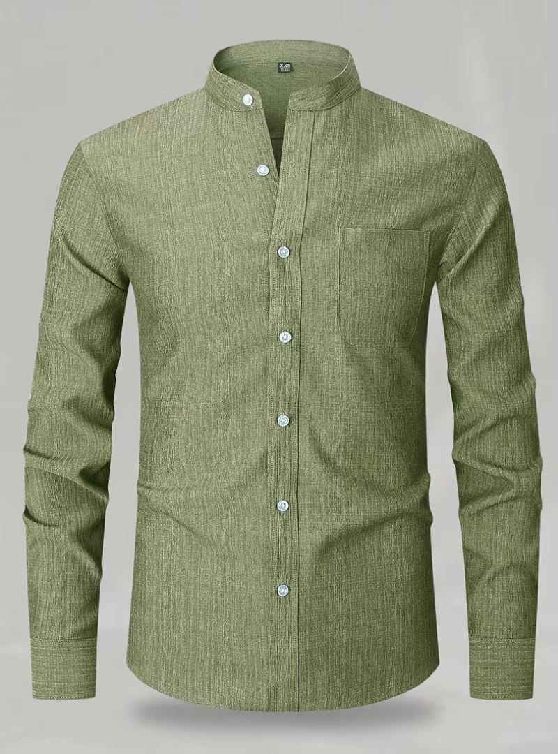 Chemise homme col mao poche poitrine