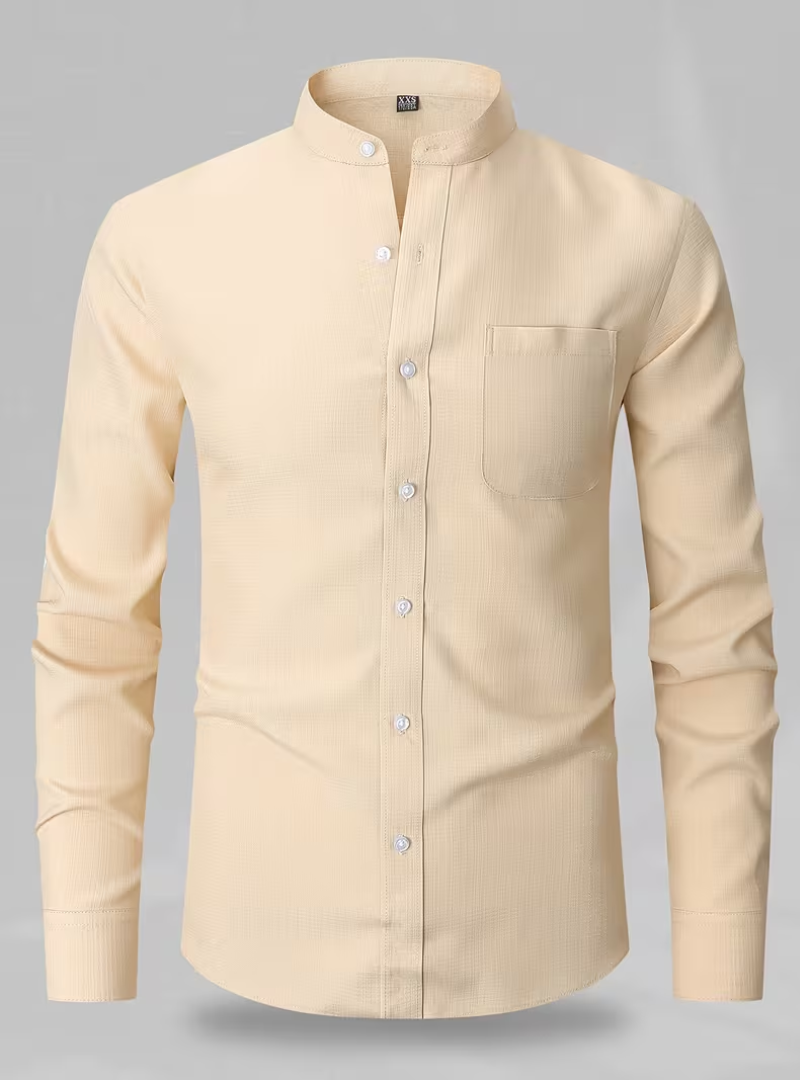 Chemise homme col mao poche poitrine