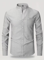 Chemise homme col mao poche poitrine