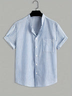 Chemise homme col mao rayée