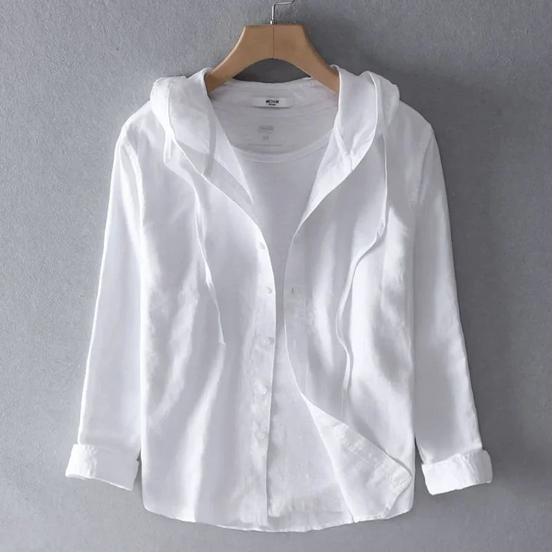 Chemise homme rayée à capuche