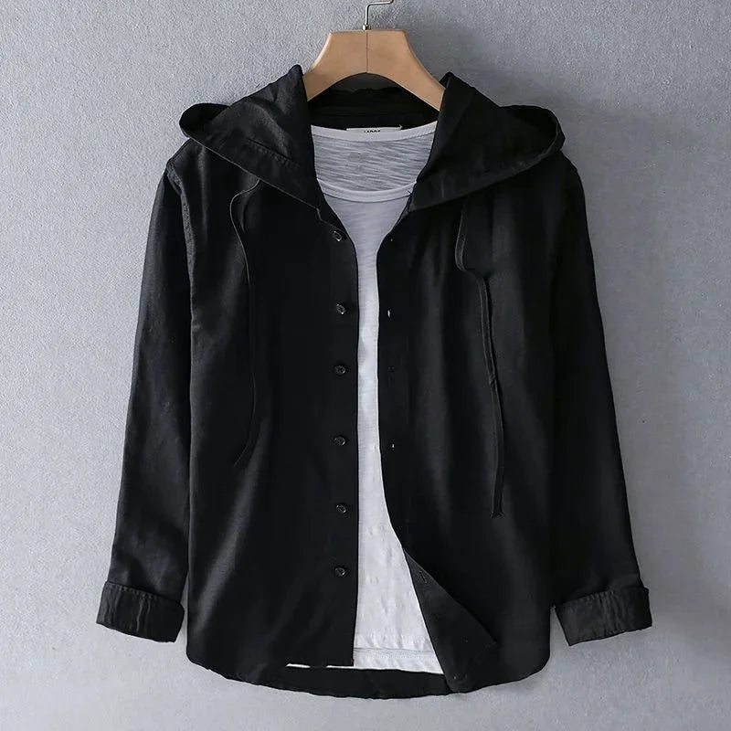 Chemise homme rayée à capuche