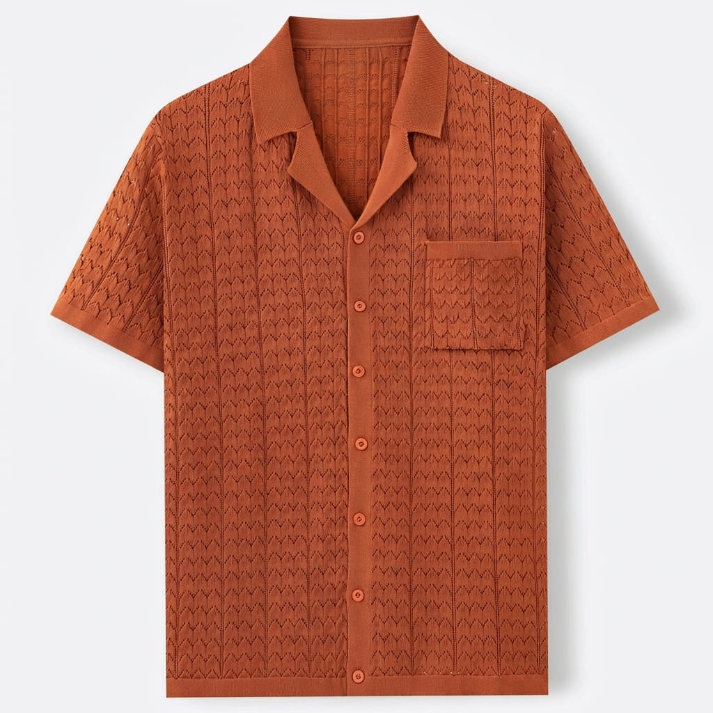 Chemise homme texturée à manches courtes