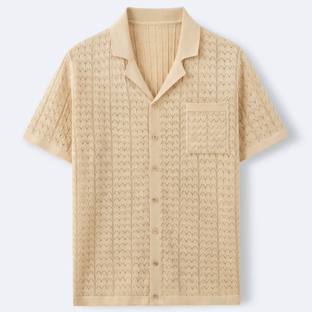 Chemise homme texturée à manches courtes