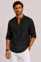 Chemise en lin pour homme - Noir