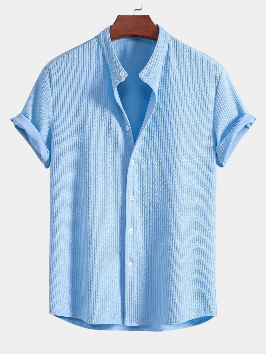 Chemise homme col mao texturée
