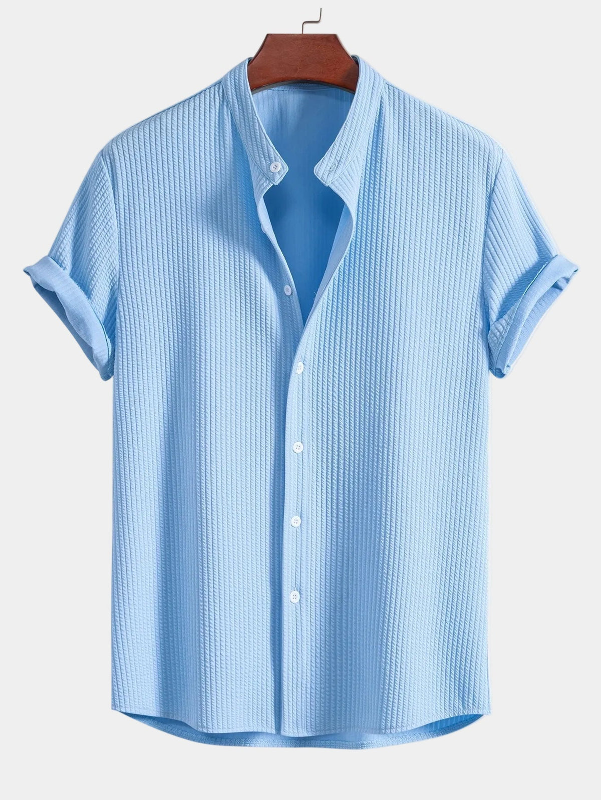 Chemise homme col mao texturée