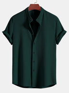 Chemise homme col mao texturée