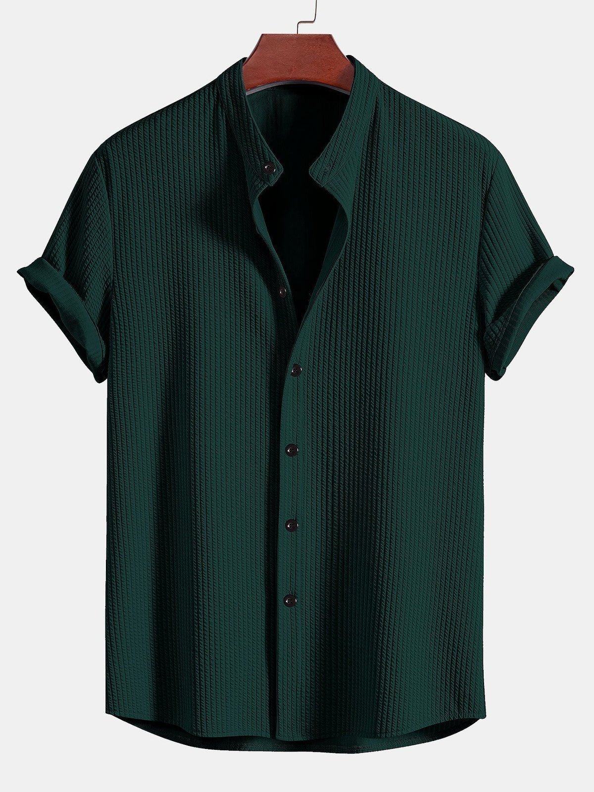 Chemise homme col mao texturée